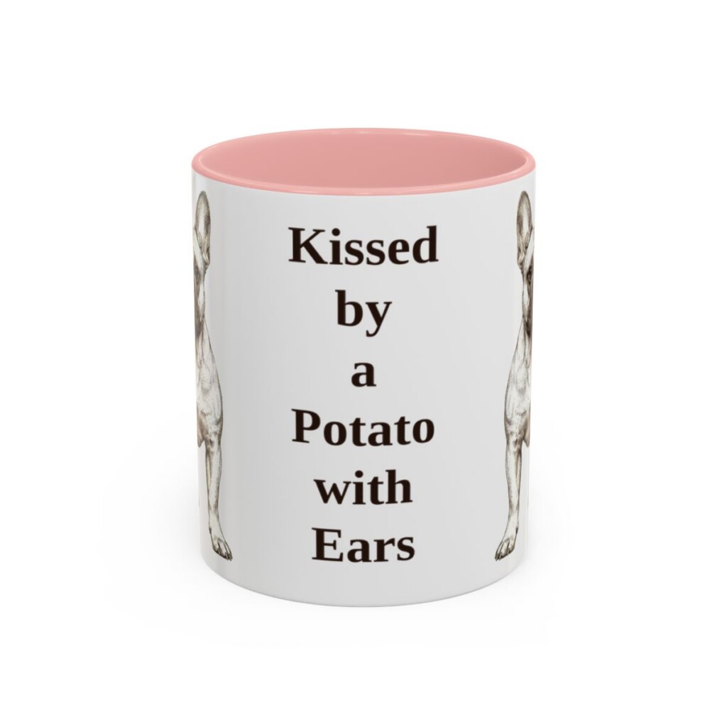 11oz Funny French Bulldog Mug, Kissed by a Potato with Ears, Vintage Dog Coffee Mug, Dog Lover Gift