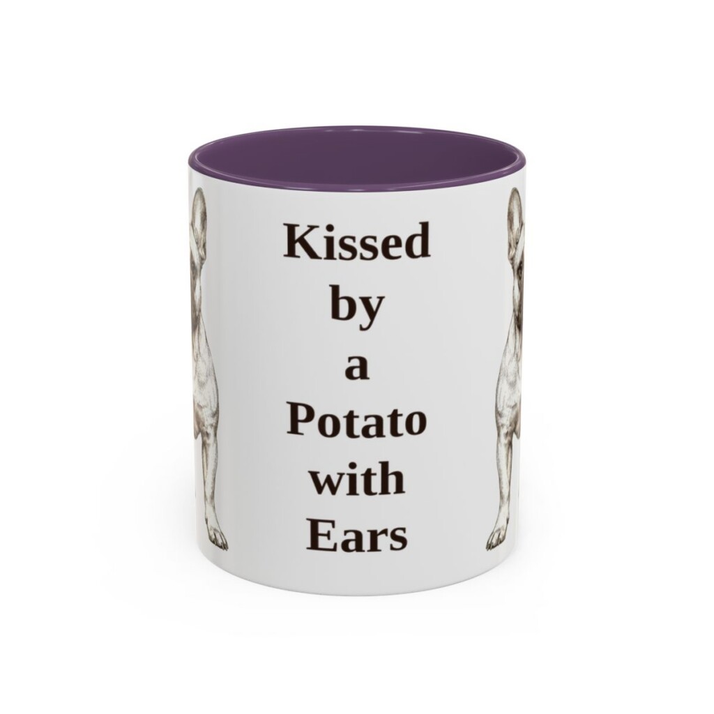 11oz Funny French Bulldog Mug, Kissed by a Potato with Ears, Vintage Dog Coffee Mug, Dog Lover Gift