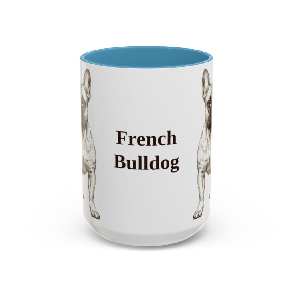 15oz French Bulldog Mug, Vintage Dog Portrait Coffee Mug, Dog Lover Gift