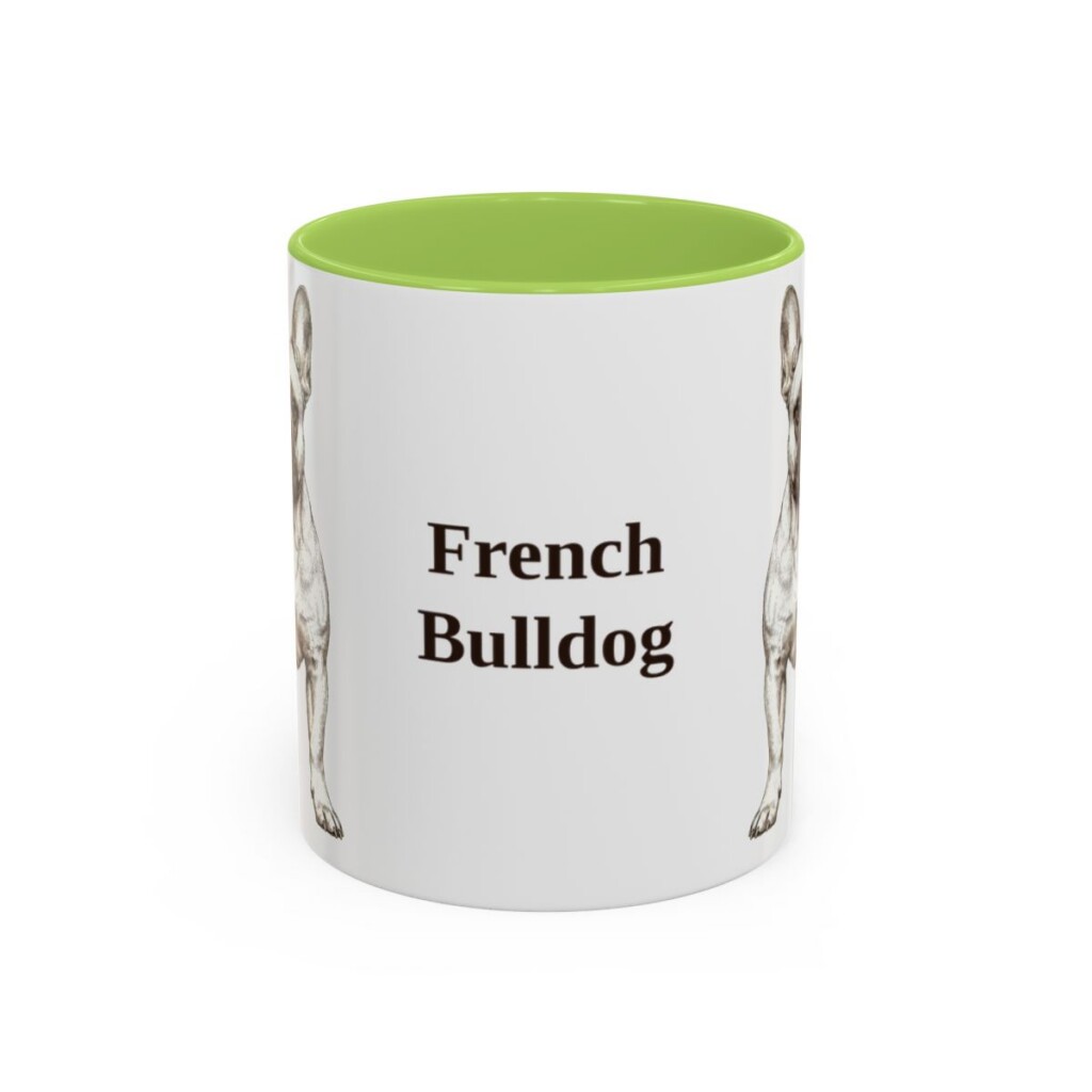 french-bulldog-mug-light-green-1 11oz French Bulldog Mug, Vintage Dog Portrait Coffee Mug, Dog Lover Gift