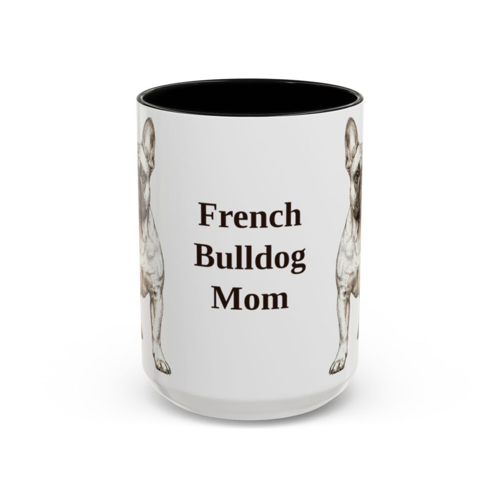 15oz French Bulldog Dog Mom Mug, Vintage Sketch Coffee Mug, Dog Mom Gift