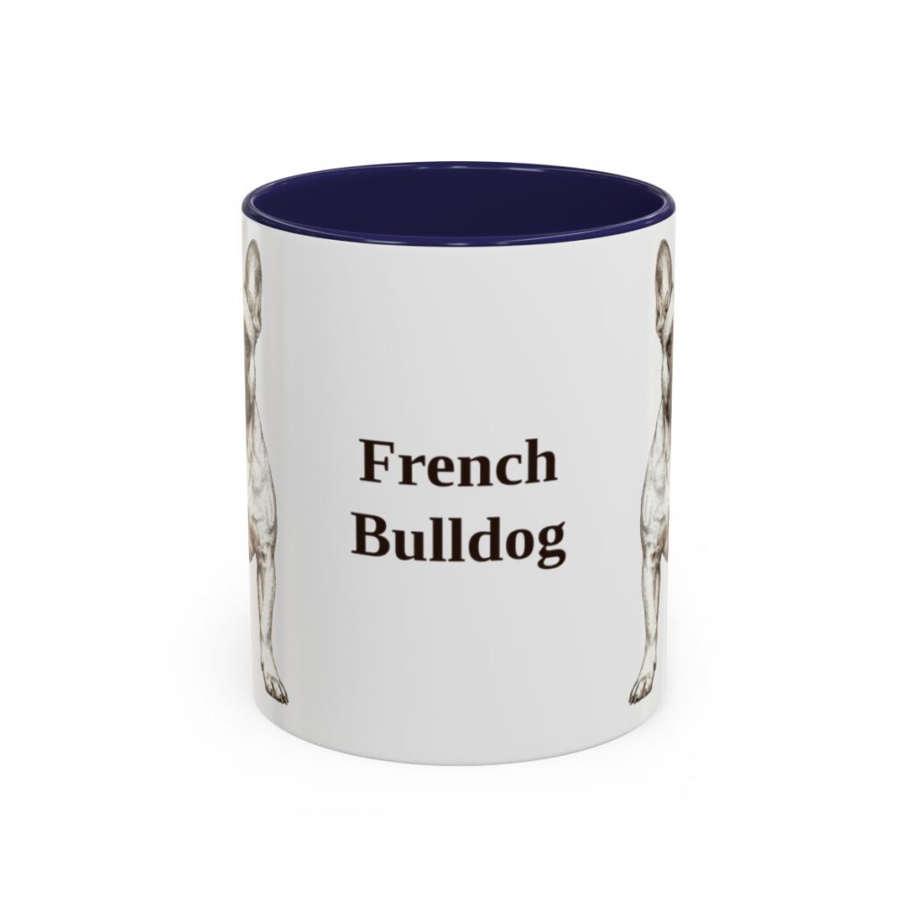 french-bulldog-mug-navy-1 11oz French Bulldog Mug, Vintage Dog Portrait Coffee Mug, Dog Lover Gift