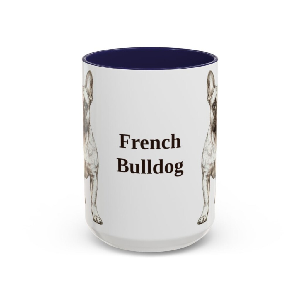 15oz French Bulldog Mug, Vintage Dog Portrait Coffee Mug, Dog Lover Gift