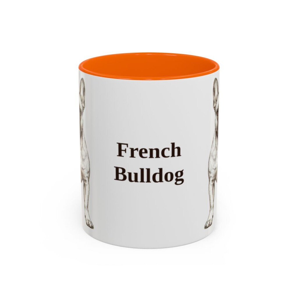 french-bulldog-mug-orange-1 11oz French Bulldog Mug, Vintage Dog Portrait Coffee Mug, Dog Lover Gift