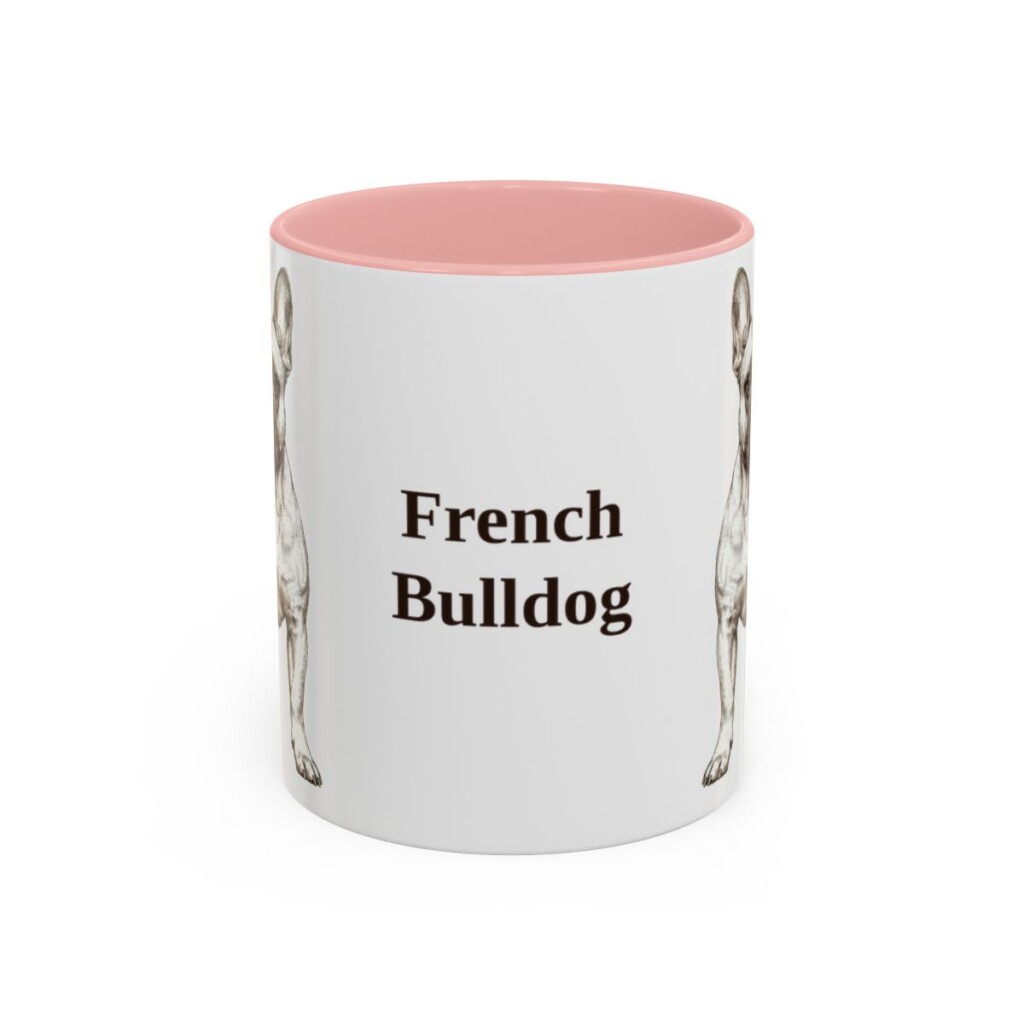 french-bulldog-mug-pink-1 11oz French Bulldog Mug, Vintage Dog Portrait Coffee Mug, Dog Lover Gift