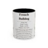 11oz French Bulldog Mug, Illustrated Dog Breed Facts Coffee Mug, Vintage Dog Keepsake Gift