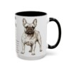 15oz French Bulldog Mug, Illustrated Dog Breed Facts Coffee Mug, Vintage Dog Keepsake Gift