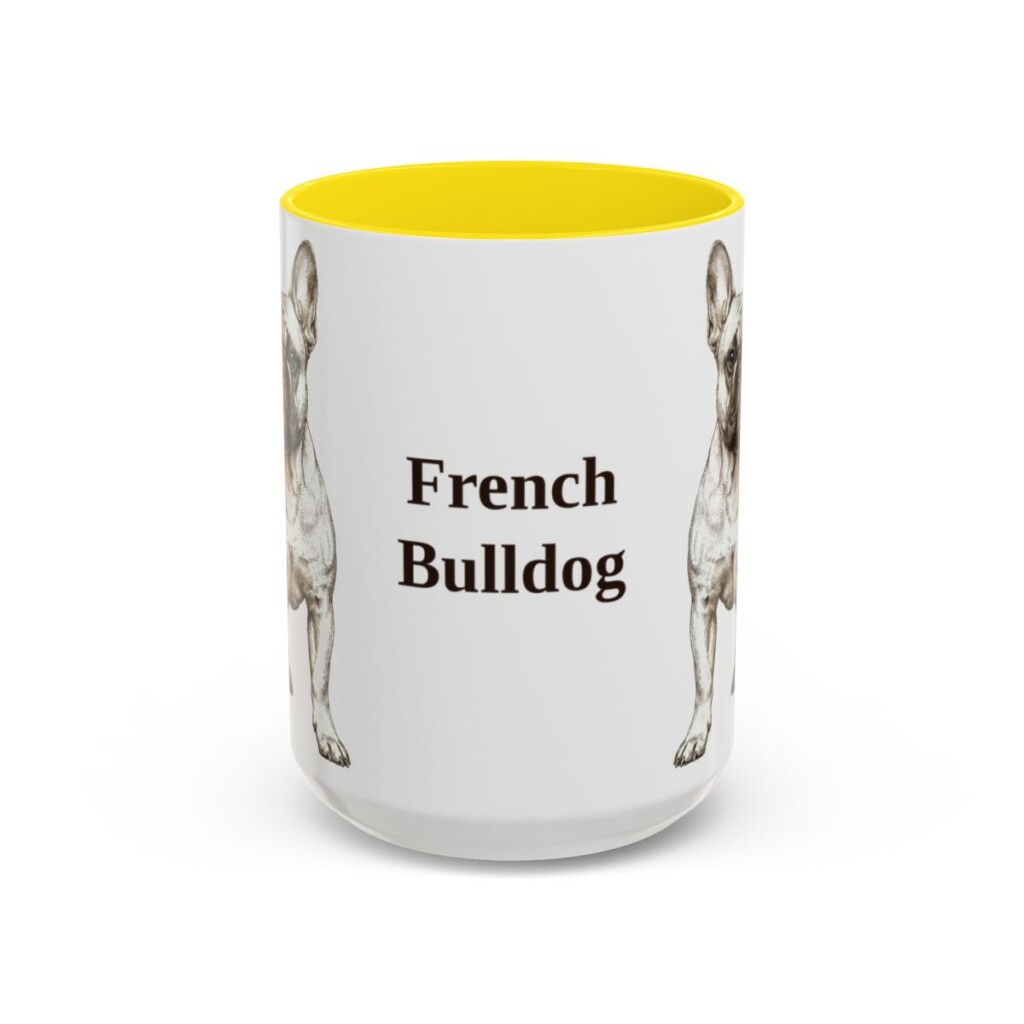 15oz French Bulldog Mug, Vintage Dog Portrait Coffee Mug, Dog Lover Gift
