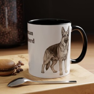 11oz German Shepherd Mug, Vintage Dog Portrait Coffee Mug, Dog Lover Gift