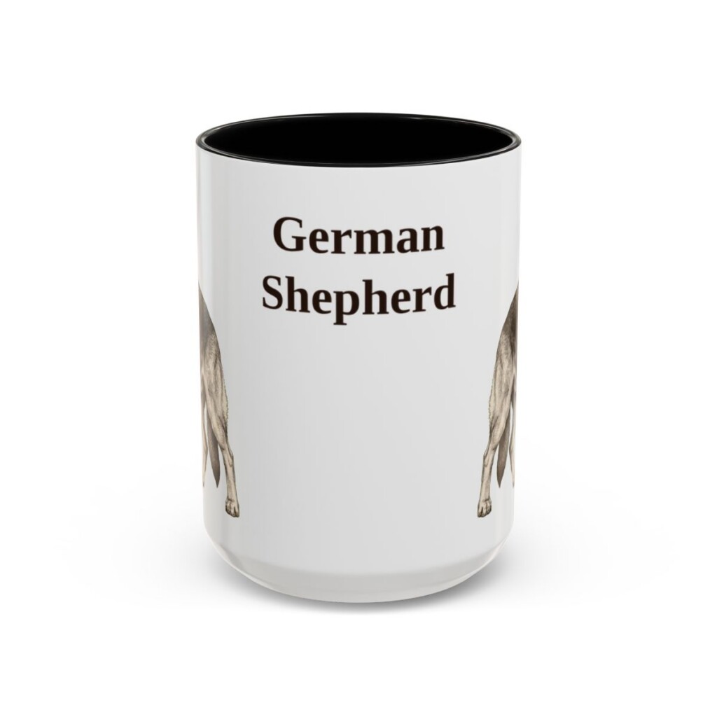 15oz German Shepherd Mug, Vintage Dog Portrait Coffee Mug, Dog Lover Gift