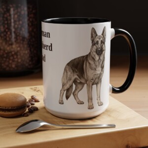 15oz German Shepherd Dog Dad Mug, Vintage Sketch Coffee Mug, Dog Dad Gift