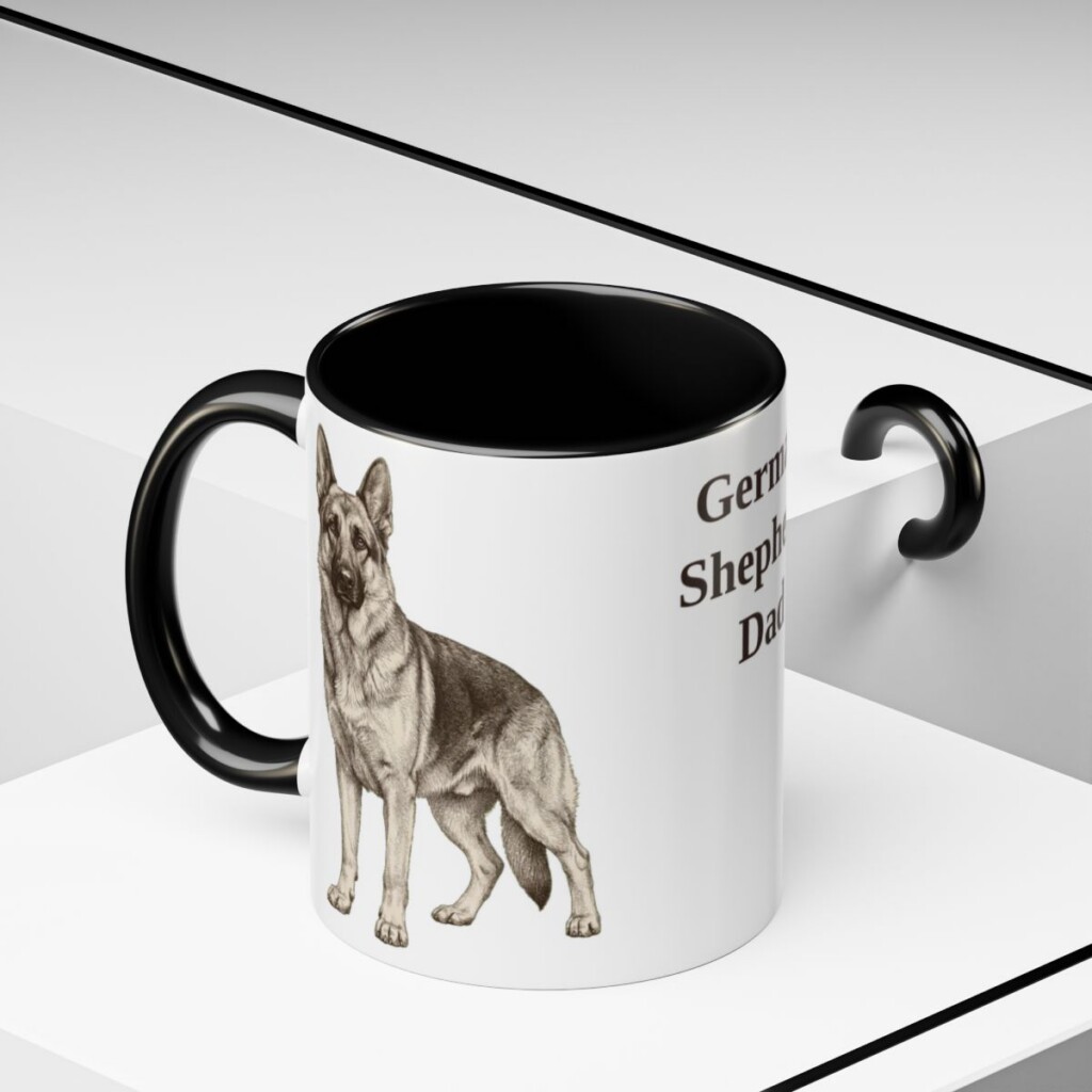 11oz German Shepherd Dog Dad Mug, Vintage Sketch Coffee Mug, Dog Dad Gift