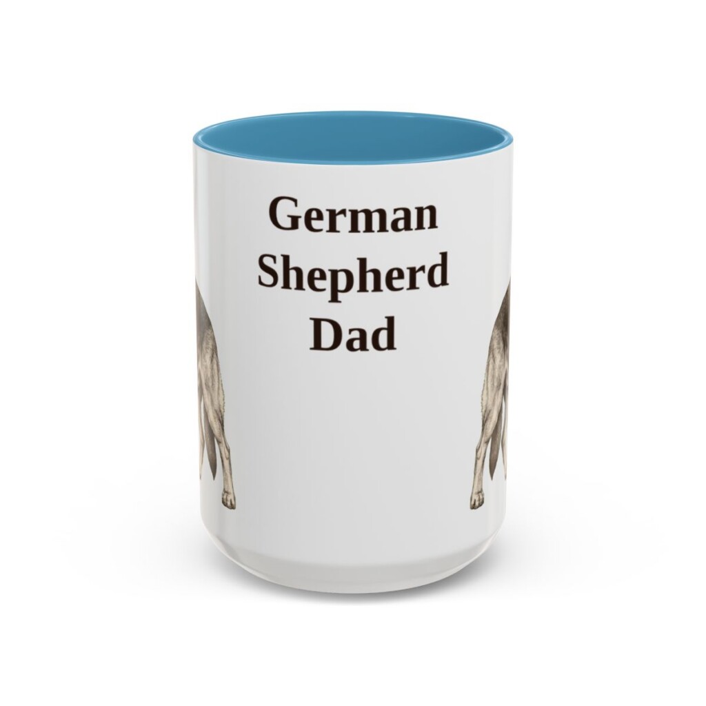 15oz German Shepherd Dog Dad Mug, Vintage Sketch Coffee Mug, Dog Dad Gift