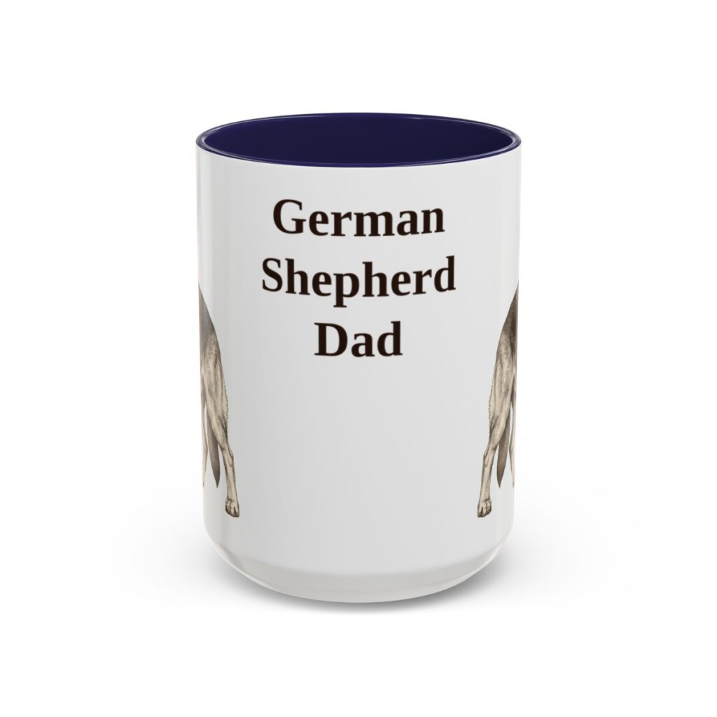 15oz German Shepherd Dog Dad Mug, Vintage Sketch Coffee Mug, Dog Dad Gift