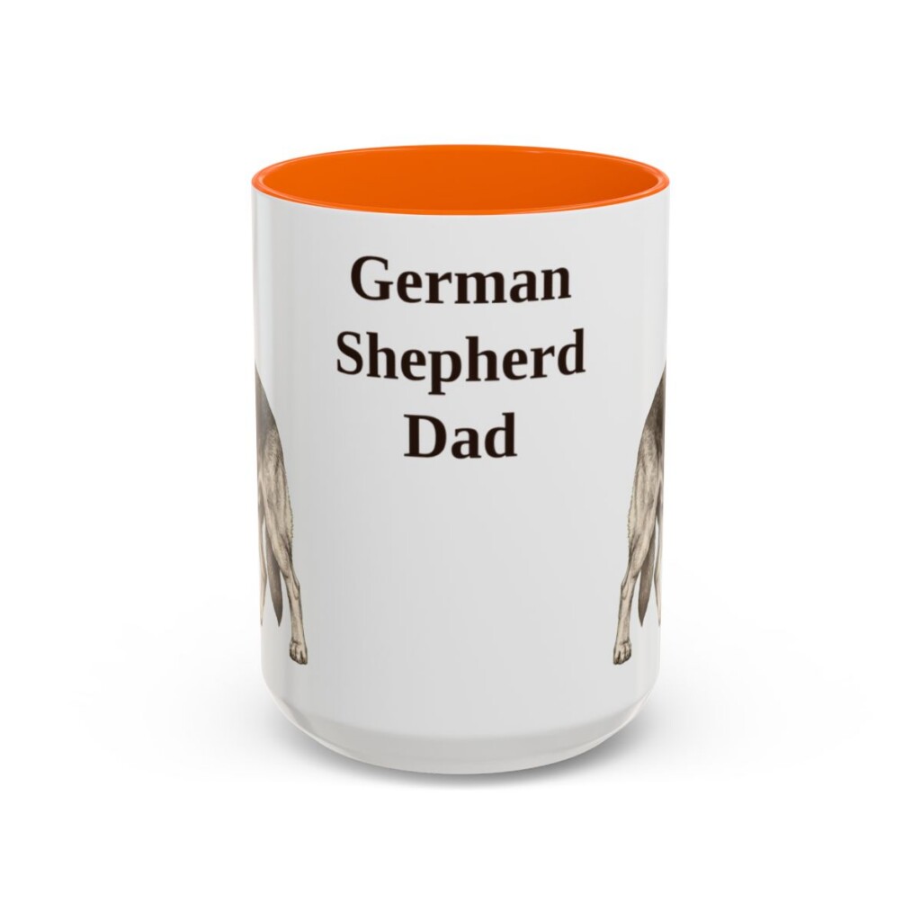 15oz German Shepherd Dog Dad Mug, Vintage Sketch Coffee Mug, Dog Dad Gift