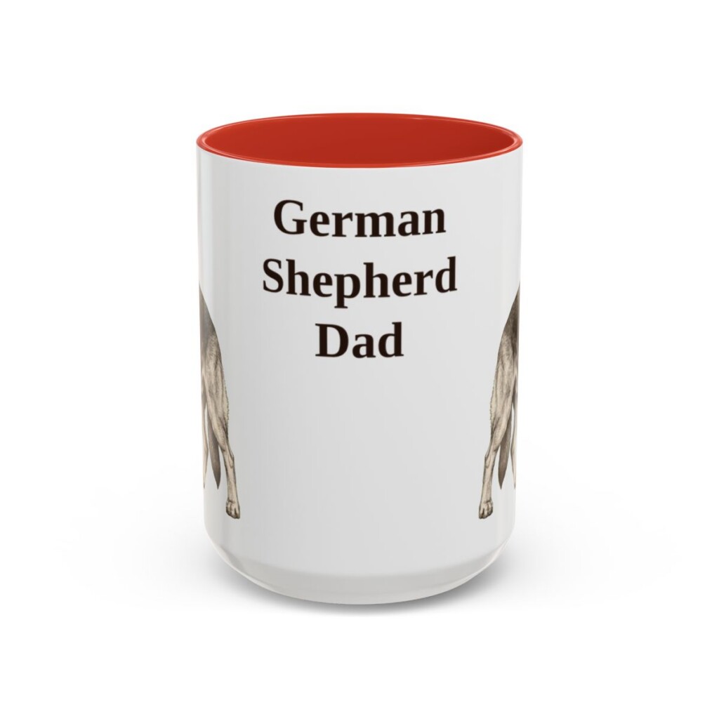 15oz German Shepherd Dog Dad Mug, Vintage Sketch Coffee Mug, Dog Dad Gift