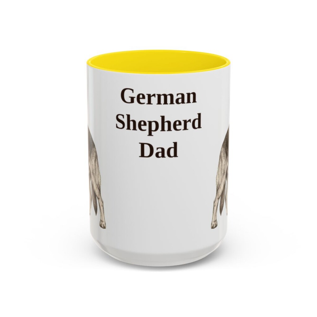 15oz German Shepherd Dog Dad Mug, Vintage Sketch Coffee Mug, Dog Dad Gift