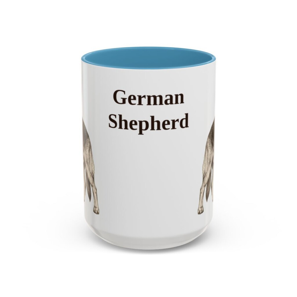 15oz German Shepherd Mug, Vintage Dog Portrait Coffee Mug, Dog Lover Gift