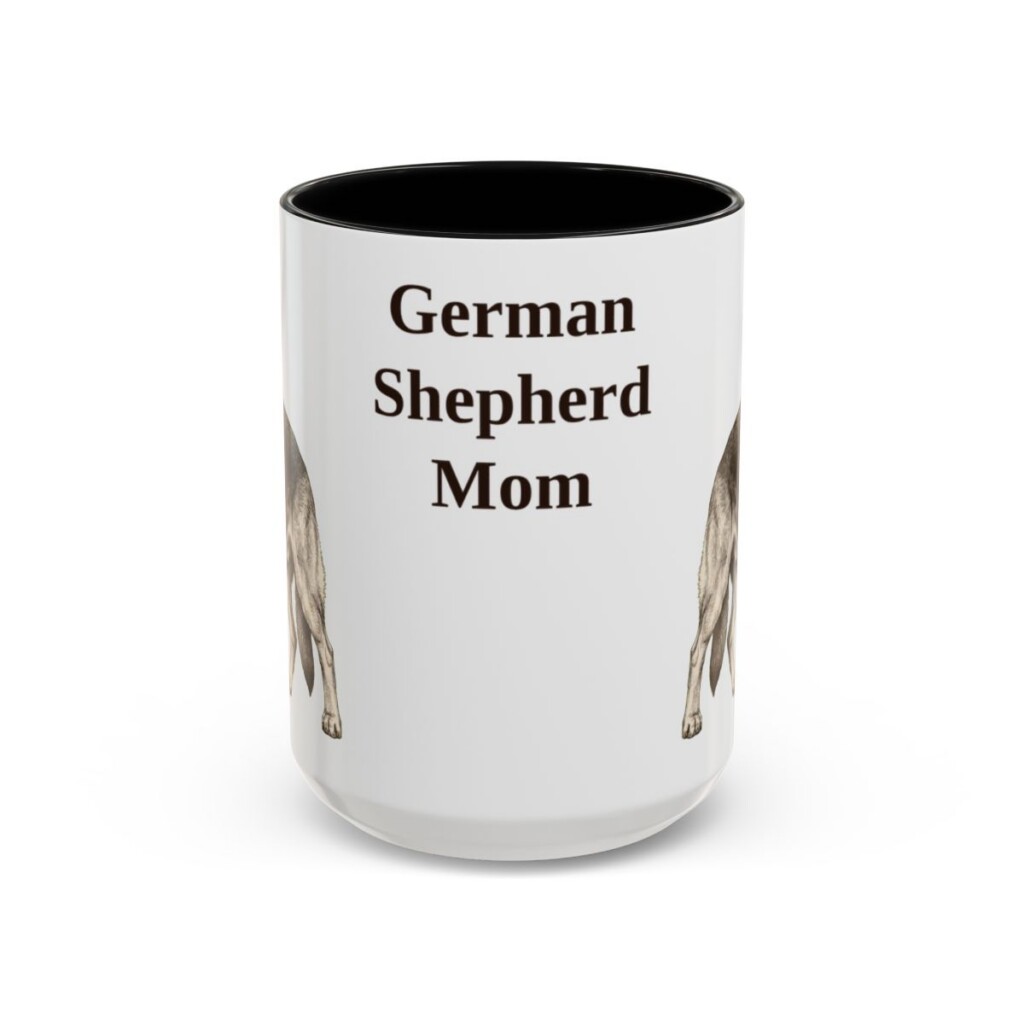 15oz German Shepherd Dog Mom Mug, Vintage Sketch Coffee Mug, Dog Mom Gift