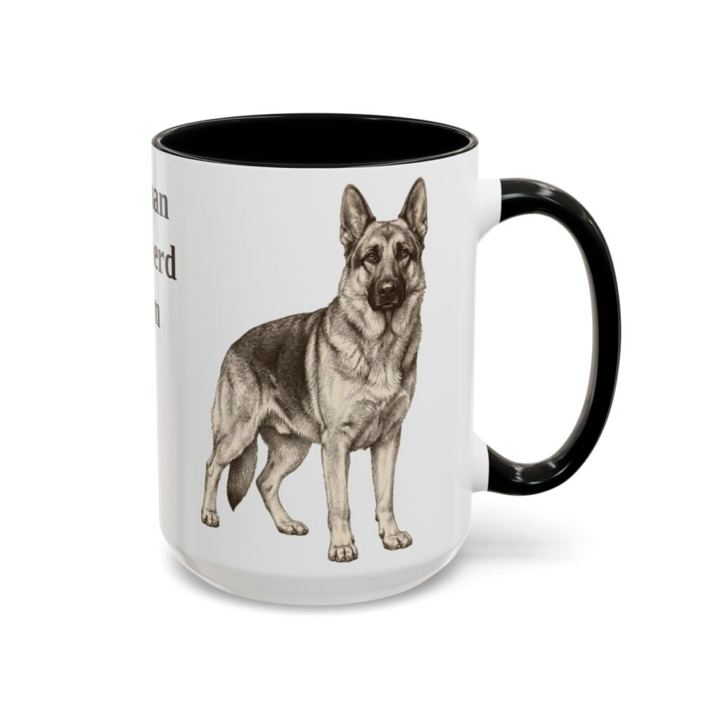 15oz German Shepherd Dog Mom Mug, Vintage Sketch Coffee Mug, Dog Mom Gift