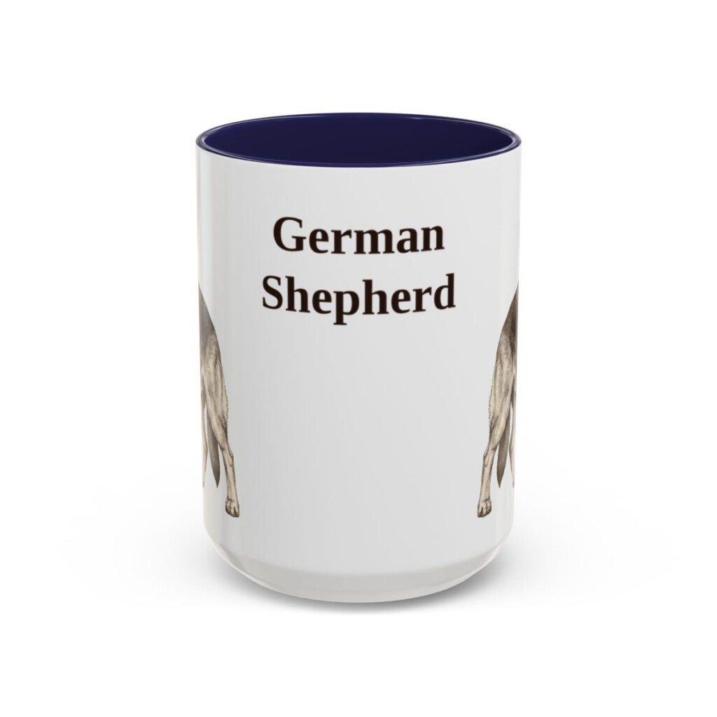 15oz German Shepherd Mug, Vintage Dog Portrait Coffee Mug, Dog Lover Gift