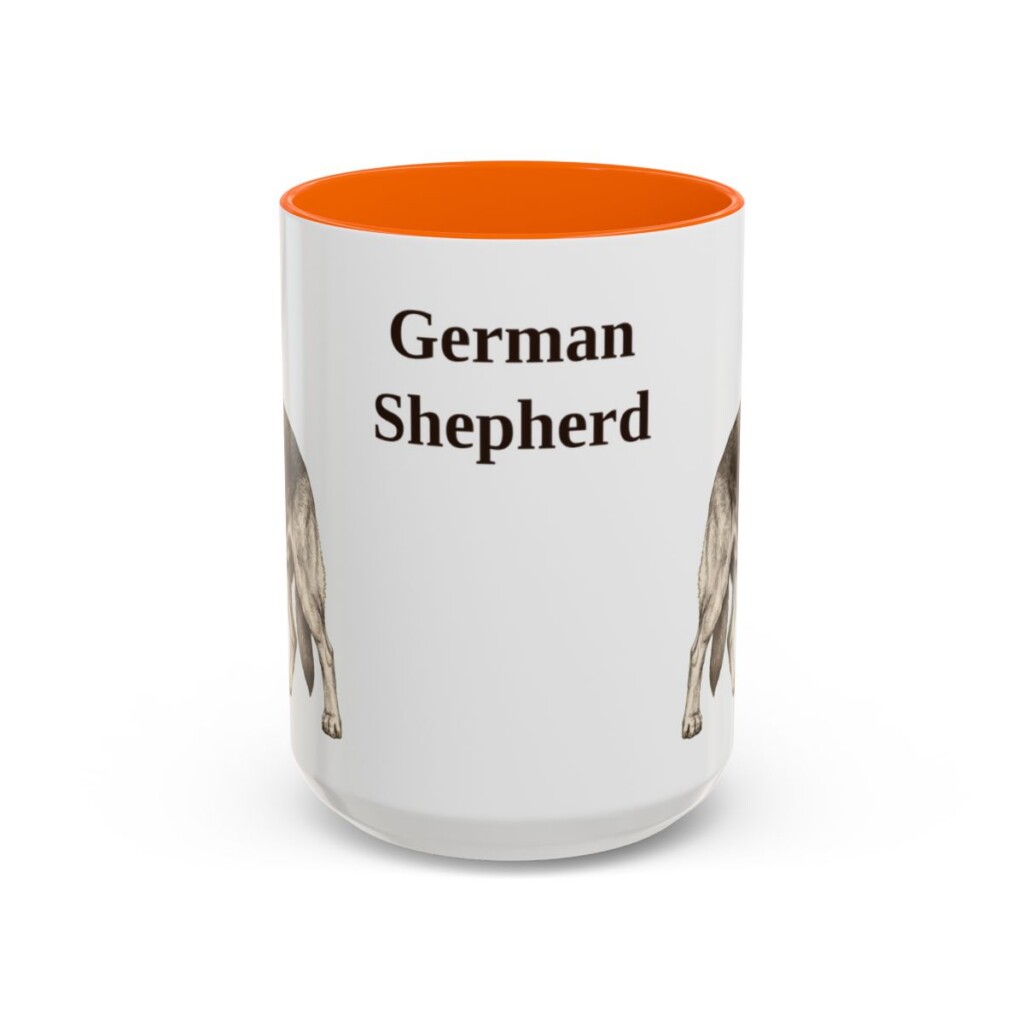 15oz German Shepherd Mug, Vintage Dog Portrait Coffee Mug, Dog Lover Gift