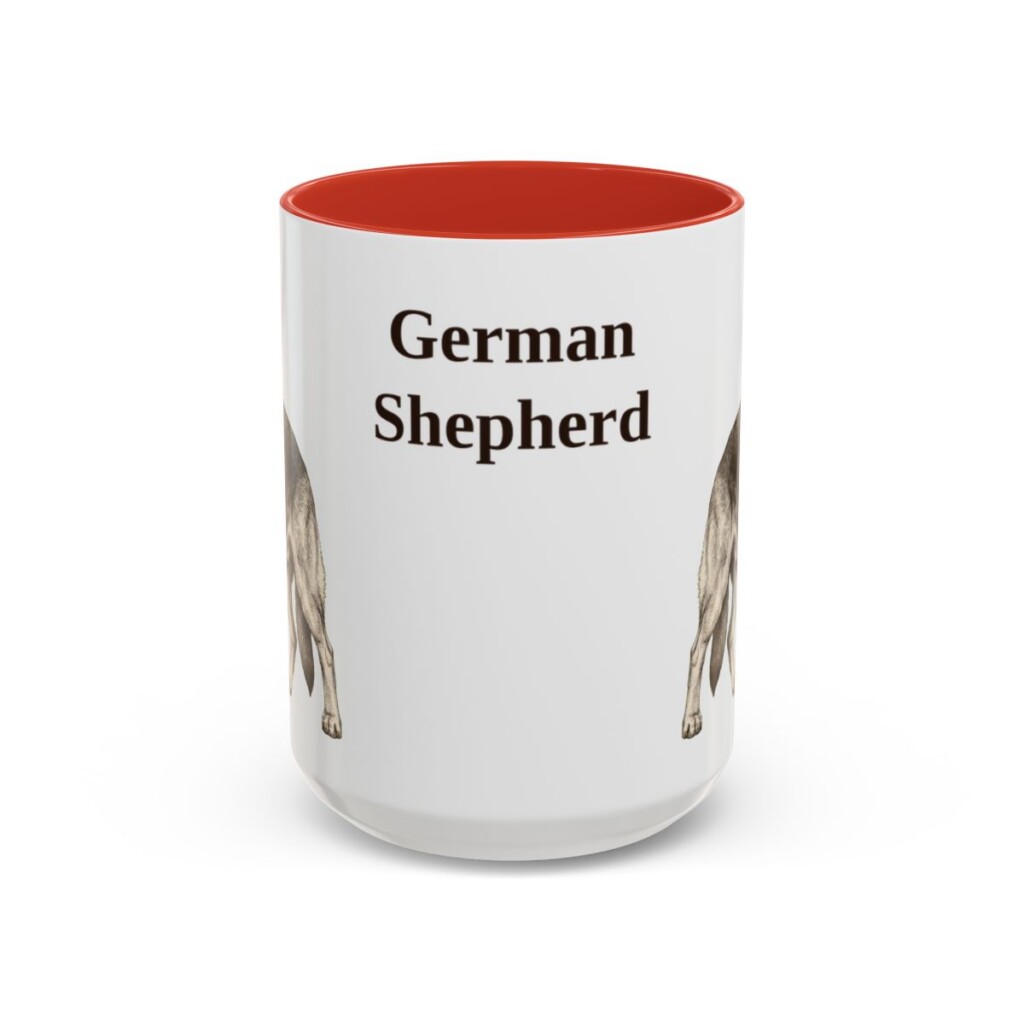 15oz German Shepherd Mug, Vintage Dog Portrait Coffee Mug, Dog Lover Gift