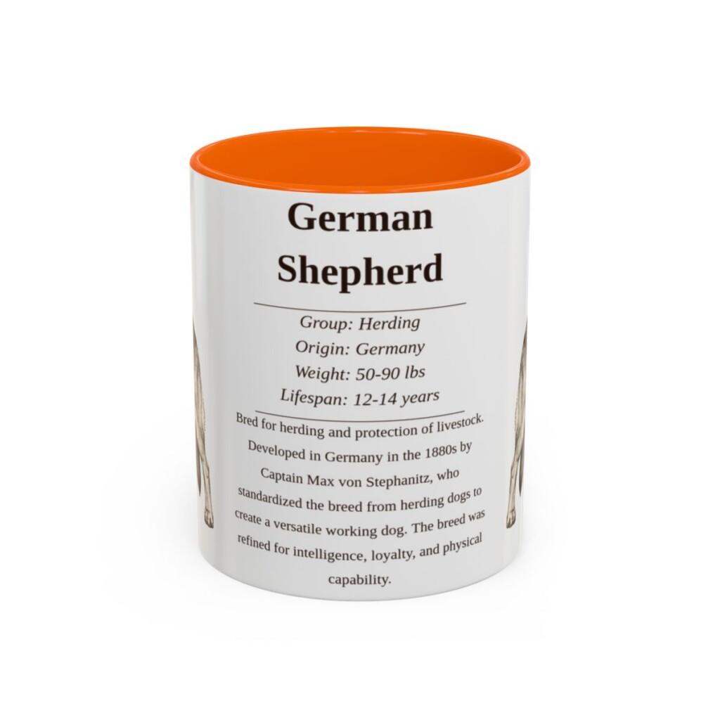 11oz German Shepherd Mug, Illustrated Dog Breed Facts Coffee Mug, Vintage Dog Keepsake Gift
