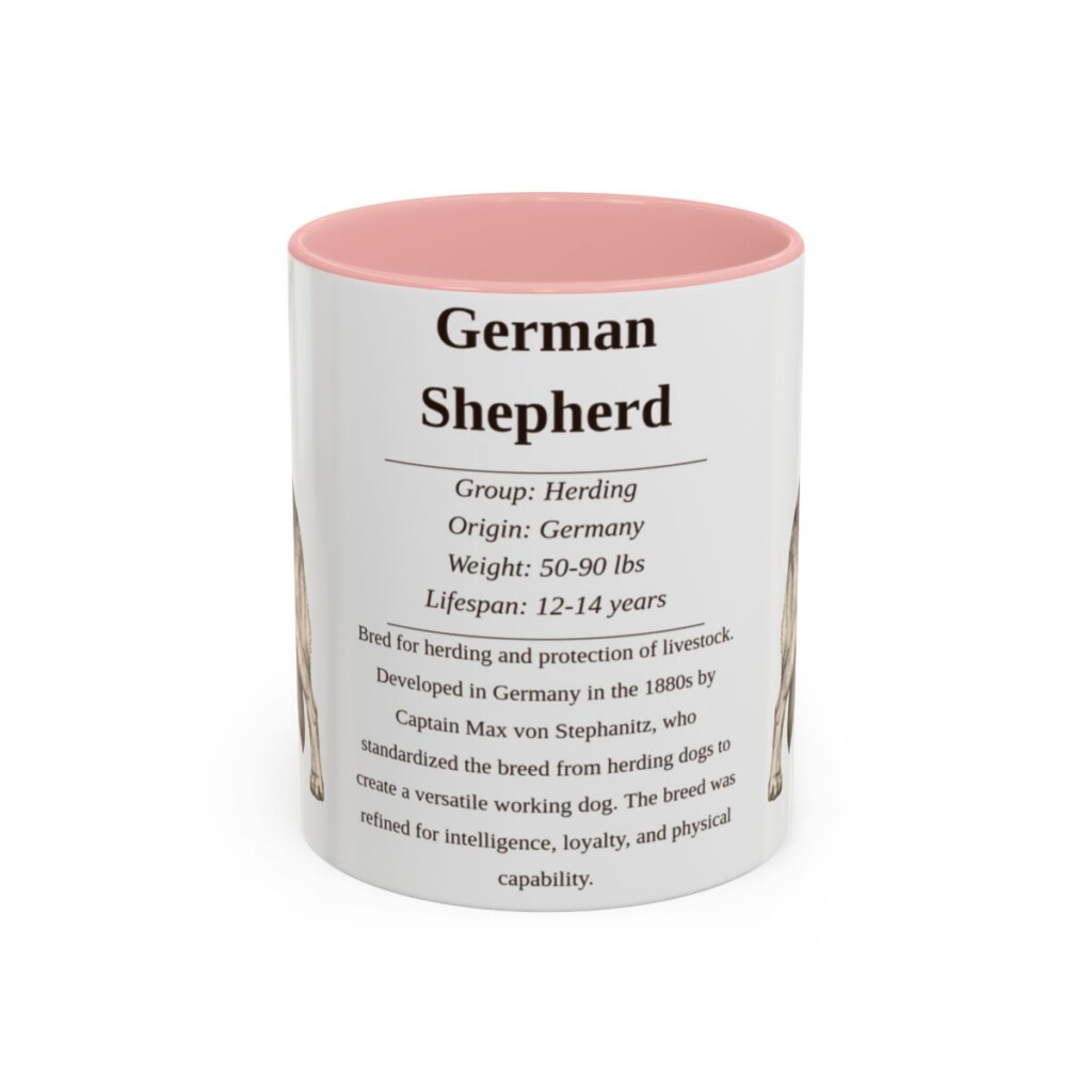 11oz German Shepherd Mug, Illustrated Dog Breed Facts Coffee Mug, Vintage Dog Keepsake Gift