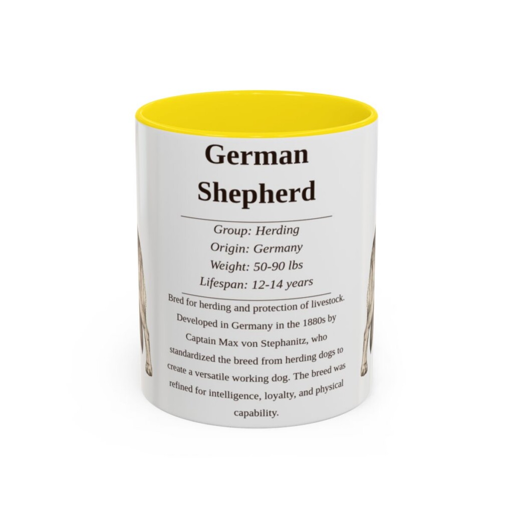 11oz German Shepherd Mug, Illustrated Dog Breed Facts Coffee Mug, Vintage Dog Keepsake Gift