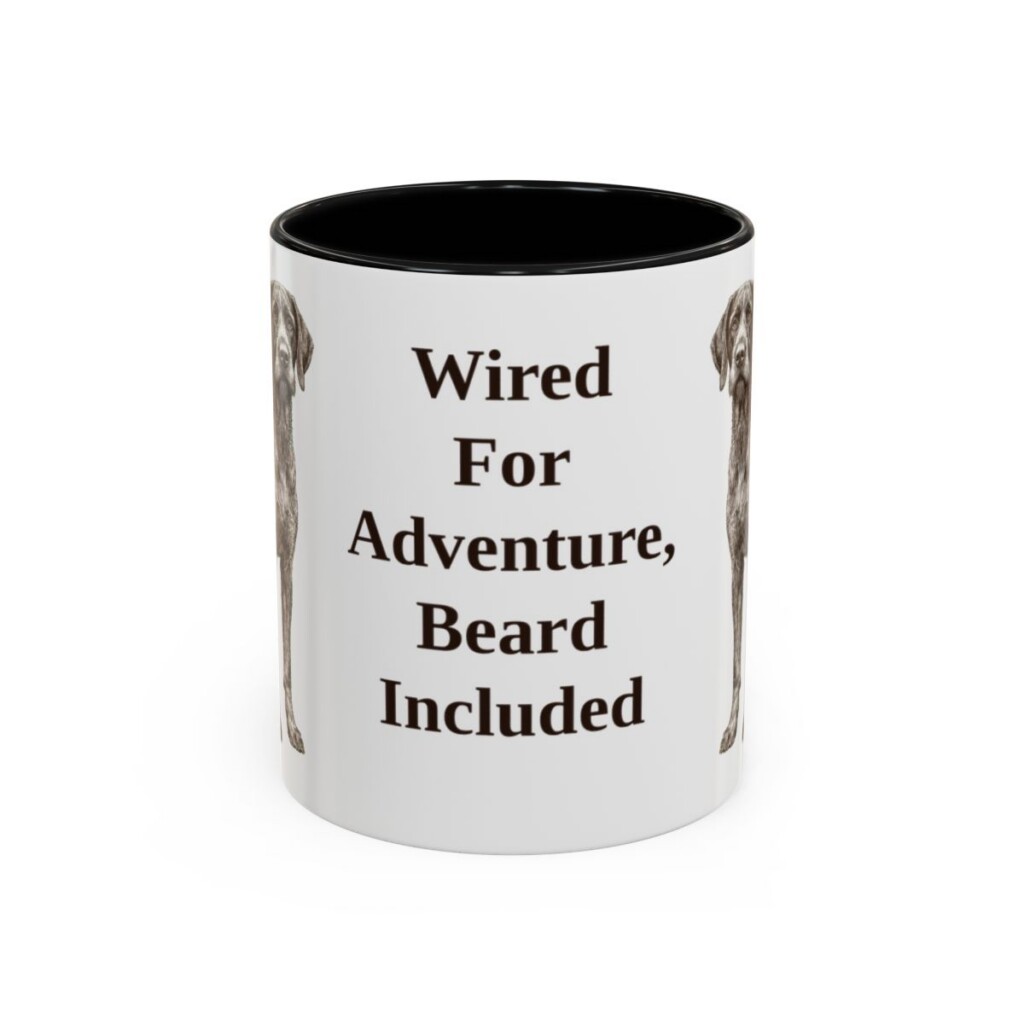 11oz Funny German Wirehaired Pointer Mug, Wired For Adventure, Beard Included, Vintage Dog Coffee Mug, Dog Lover Gift