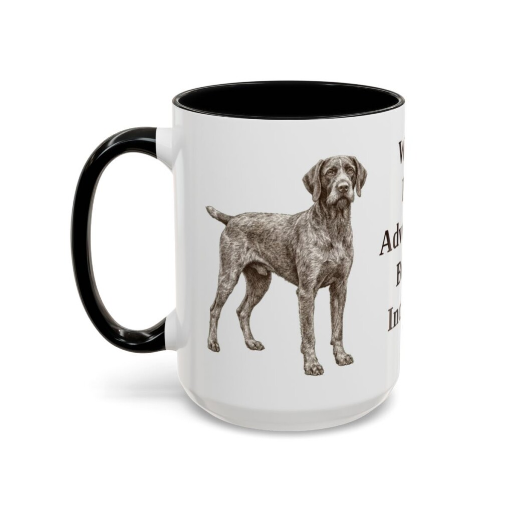 15oz Funny German Wirehaired Pointer Mug, Wired For Adventure, Beard Included, Vintage Dog Coffee Mug, Dog Lover Gift