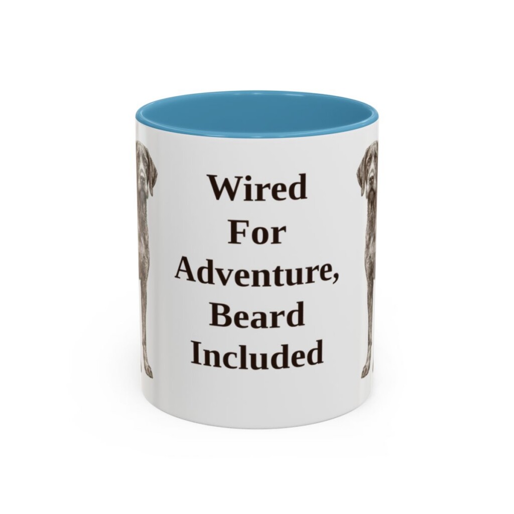11oz Funny German Wirehaired Pointer Mug, Wired For Adventure, Beard Included, Vintage Dog Coffee Mug, Dog Lover Gift