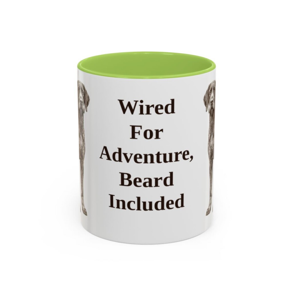 11oz Funny German Wirehaired Pointer Mug, Wired For Adventure, Beard Included, Vintage Dog Coffee Mug, Dog Lover Gift
