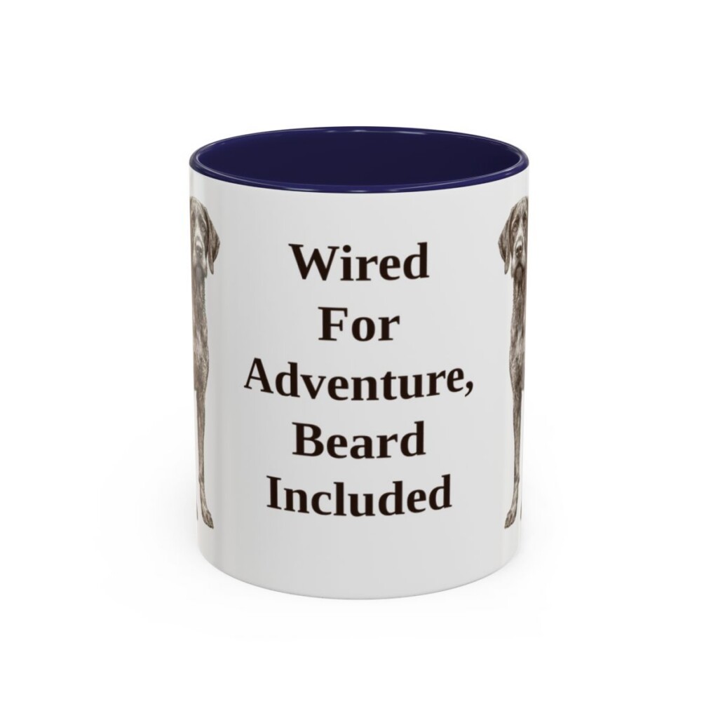 11oz Funny German Wirehaired Pointer Mug, Wired For Adventure, Beard Included, Vintage Dog Coffee Mug, Dog Lover Gift