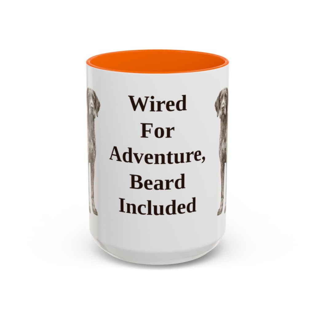 15oz Funny German Wirehaired Pointer Mug, Wired For Adventure, Beard Included, Vintage Dog Coffee Mug, Dog Lover Gift