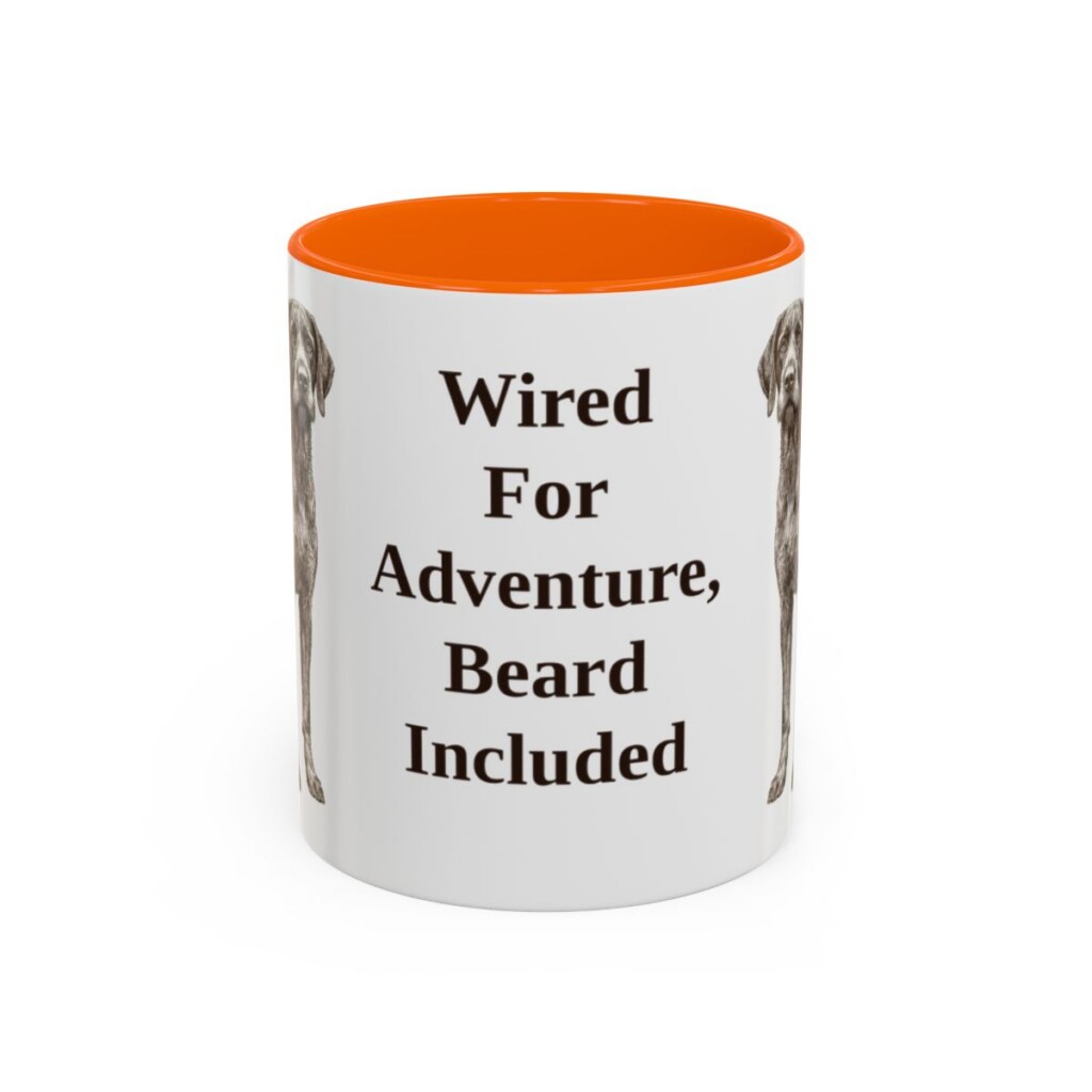 11oz Funny German Wirehaired Pointer Mug, Wired For Adventure, Beard Included, Vintage Dog Coffee Mug, Dog Lover Gift
