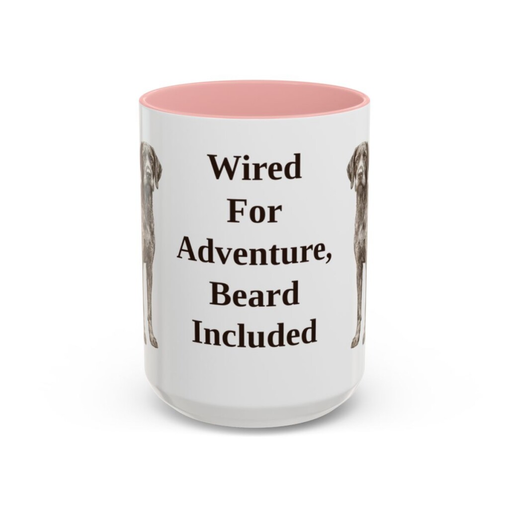 15oz Funny German Wirehaired Pointer Mug, Wired For Adventure, Beard Included, Vintage Dog Coffee Mug, Dog Lover Gift