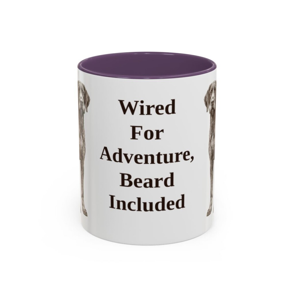 11oz Funny German Wirehaired Pointer Mug, Wired For Adventure, Beard Included, Vintage Dog Coffee Mug, Dog Lover Gift