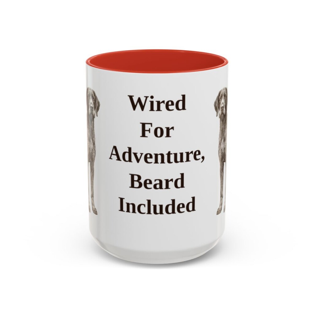 15oz Funny German Wirehaired Pointer Mug, Wired For Adventure, Beard Included, Vintage Dog Coffee Mug, Dog Lover Gift
