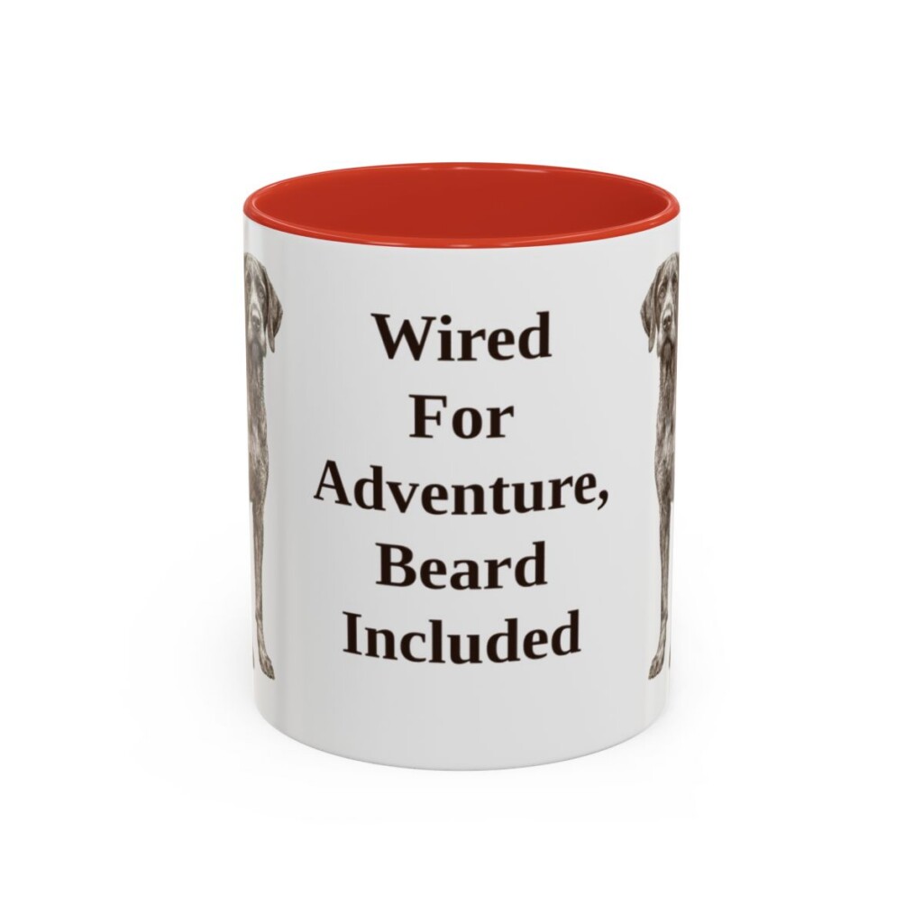 11oz Funny German Wirehaired Pointer Mug, Wired For Adventure, Beard Included, Vintage Dog Coffee Mug, Dog Lover Gift