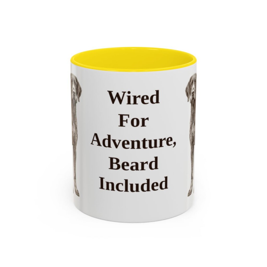 11oz Funny German Wirehaired Pointer Mug, Wired For Adventure, Beard Included, Vintage Dog Coffee Mug, Dog Lover Gift