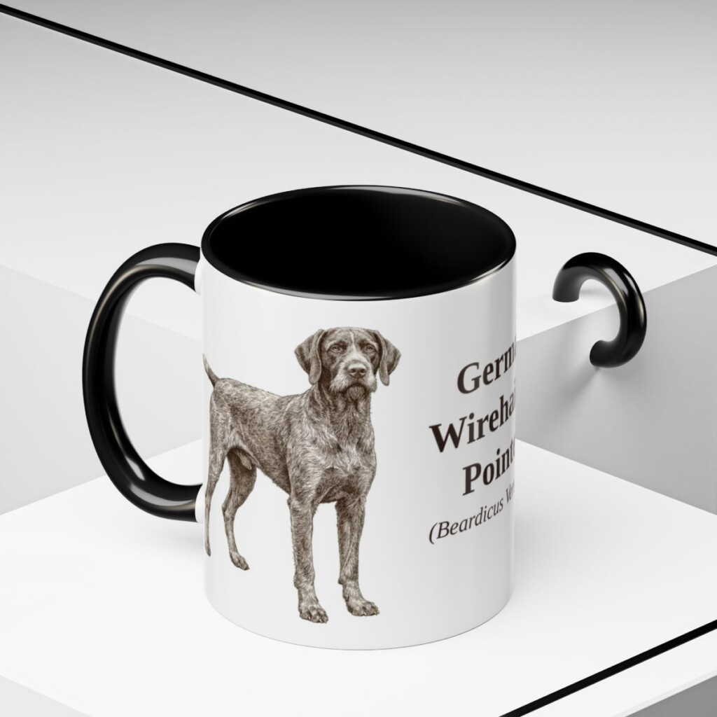 11oz German Wirehaired Pointer Latin Mug, German Wirehaired Pointer, Vintage Dog Coffee Mug, Dog Lover Gift
