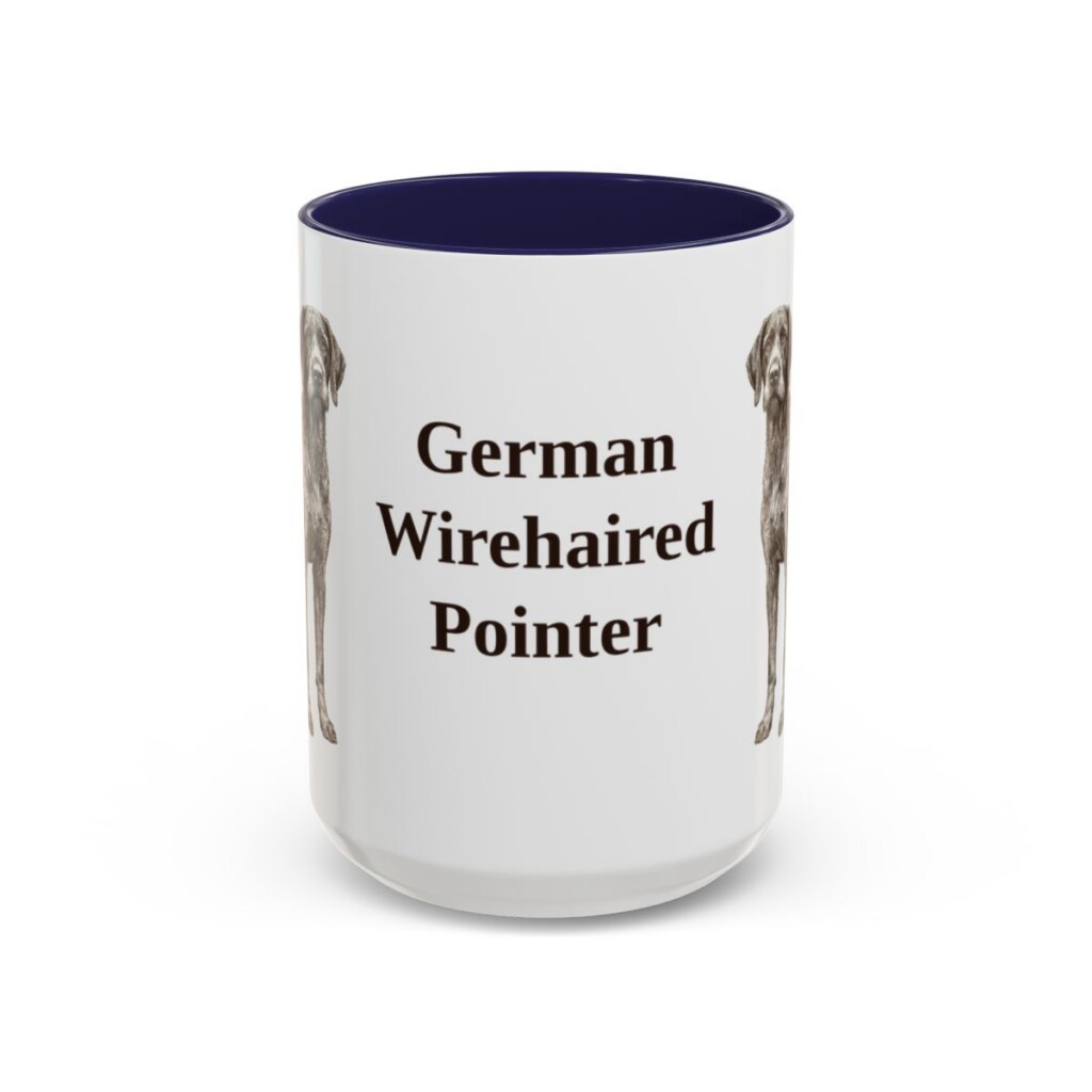 15oz German Wirehaired Pointer Mug, Vintage Dog Portrait Coffee Mug, Dog Lover Gift