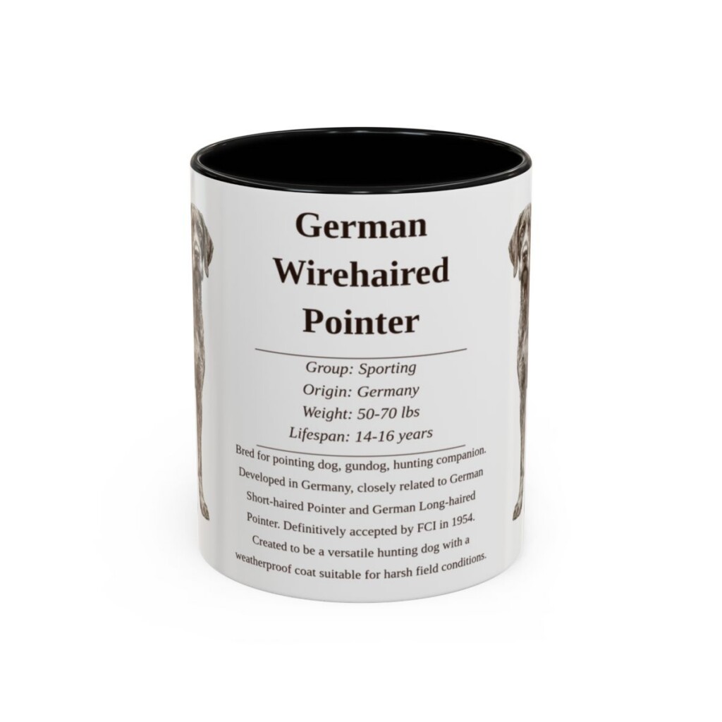 11oz German Wirehaired Pointer Mug, Illustrated Dog Breed Facts Coffee Mug, Vintage Dog Keepsake Gift