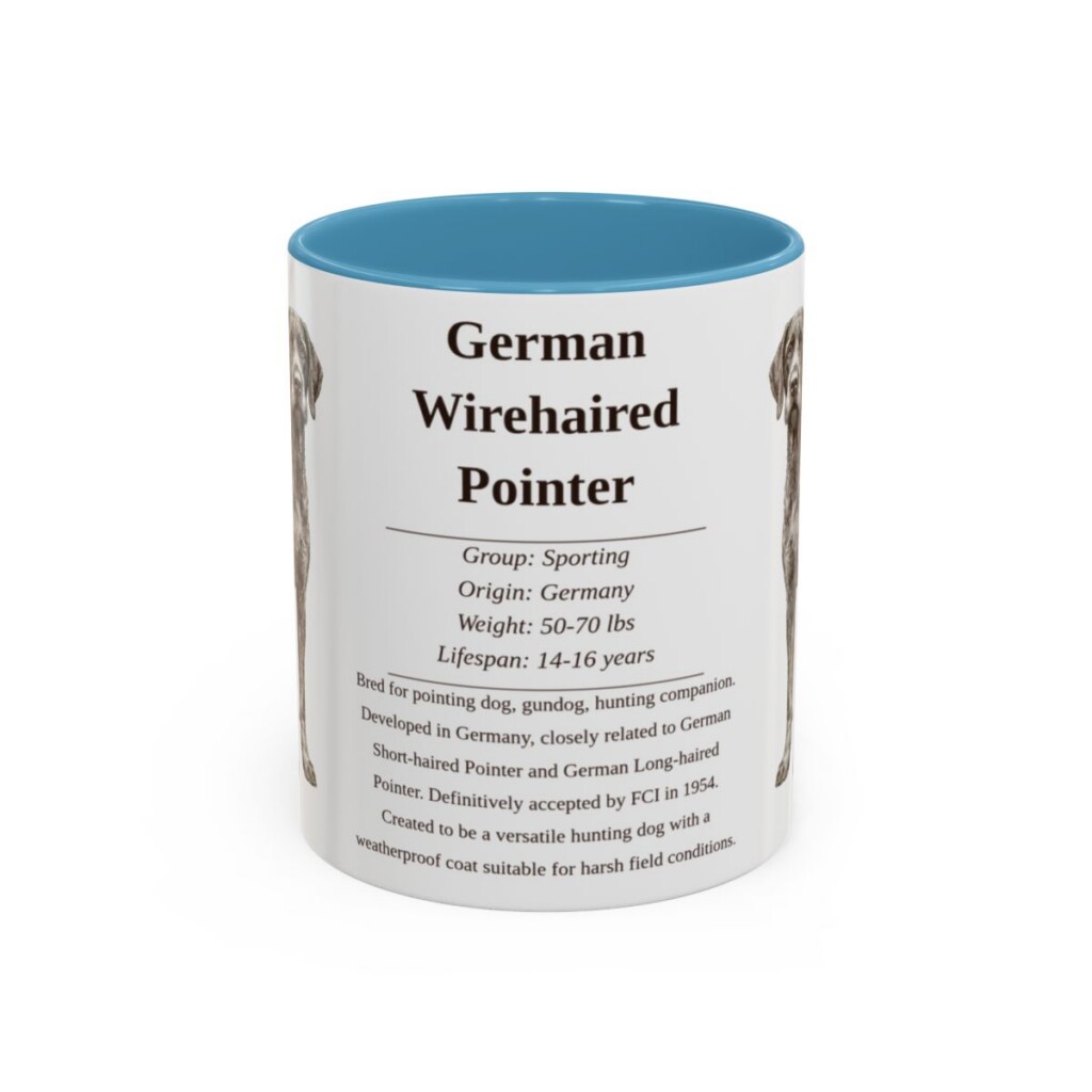 11oz German Wirehaired Pointer Mug, Illustrated Dog Breed Facts Coffee Mug, Vintage Dog Keepsake Gift