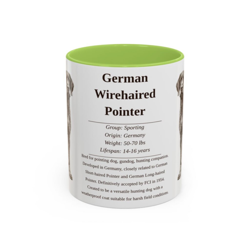 11oz German Wirehaired Pointer Mug, Illustrated Dog Breed Facts Coffee Mug, Vintage Dog Keepsake Gift