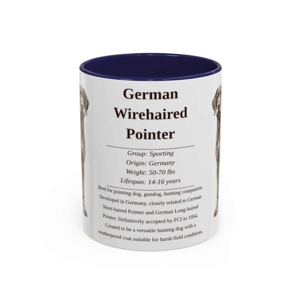 11oz German Wirehaired Pointer Mug, Illustrated Dog Breed Facts Coffee Mug, Vintage Dog Keepsake Gift