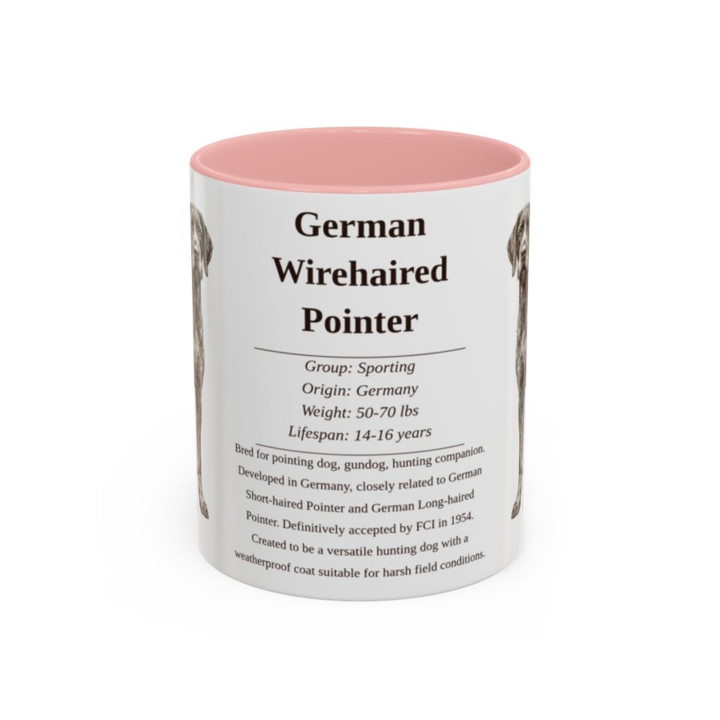 11oz German Wirehaired Pointer Mug, Illustrated Dog Breed Facts Coffee Mug, Vintage Dog Keepsake Gift