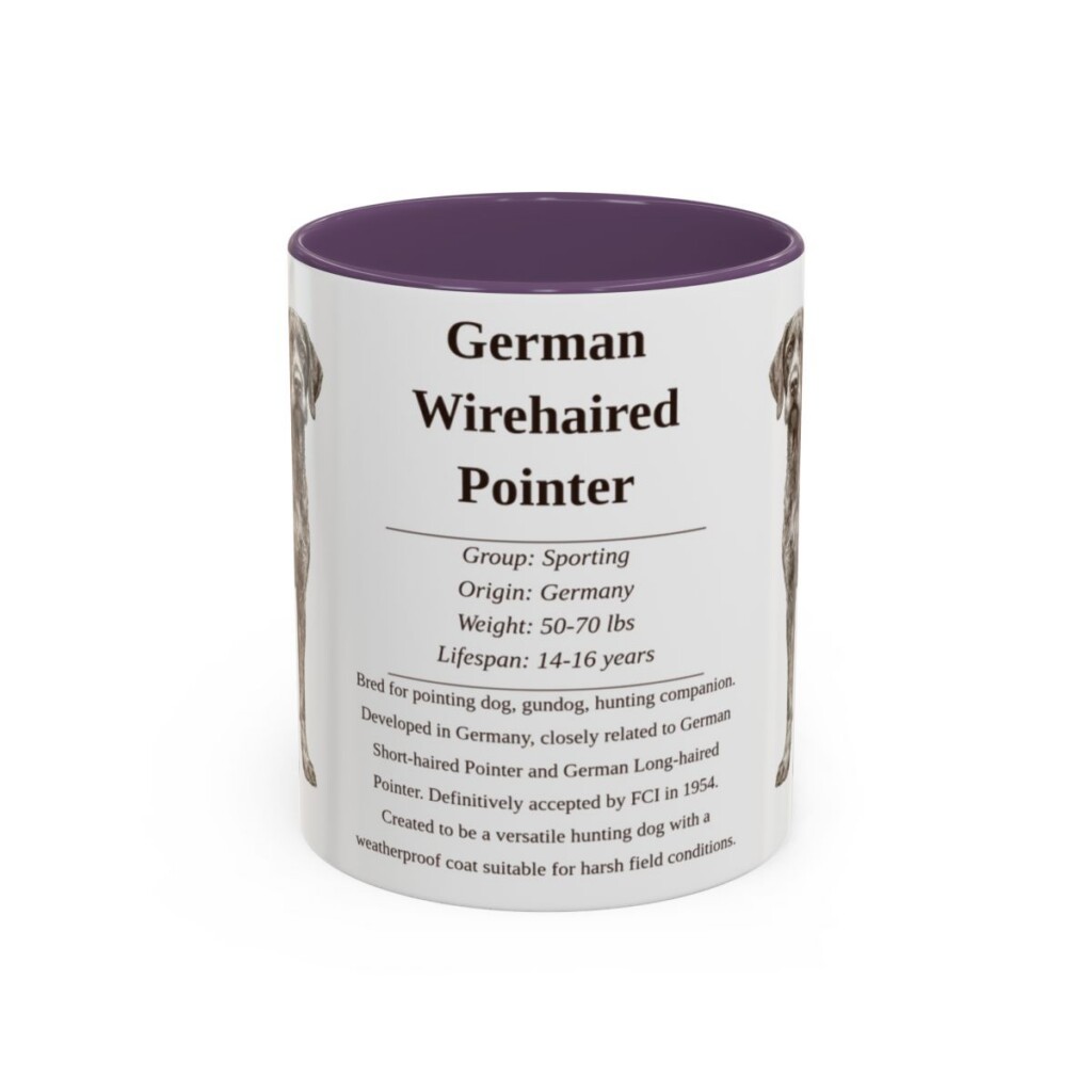 11oz German Wirehaired Pointer Mug, Illustrated Dog Breed Facts Coffee Mug, Vintage Dog Keepsake Gift